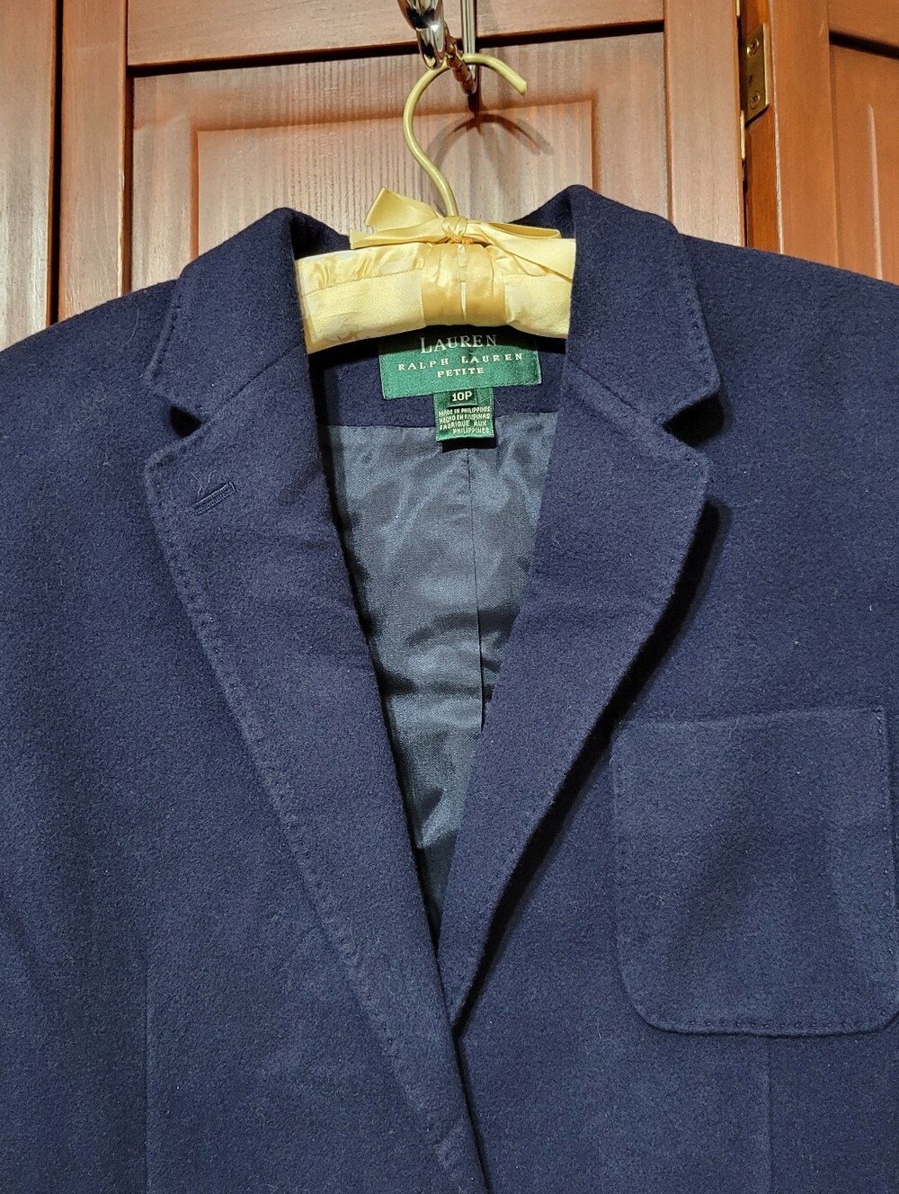 Vintage Lauren Ralph Lauren Petite Dark Blue Wool and Cashmere Blend Blazer 10P - Picture 2 of 12